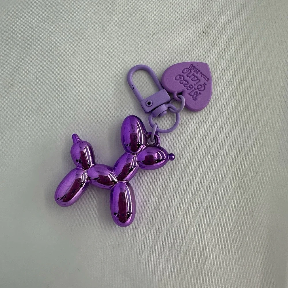 Balloon Dog Keychain for Women Bag Pendant Jewelry Bright Purple New